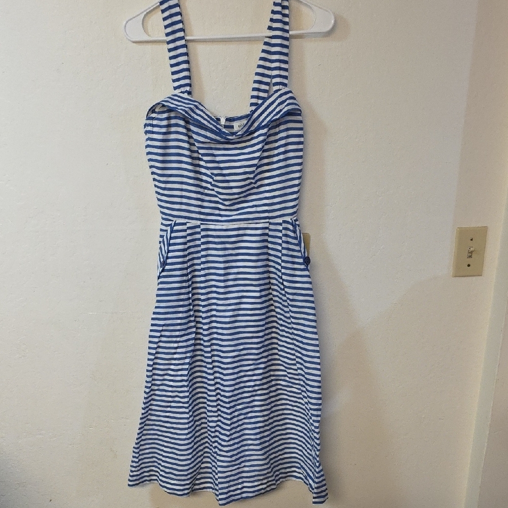  Emily and Fin "Pippa" dress in a blue and white stripe pattern